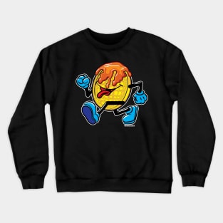 Happy Smiling Waffle Mascot strutting by Crewneck Sweatshirt